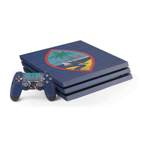 Guam Flag Dark Wood PlayStation PS4 Skins